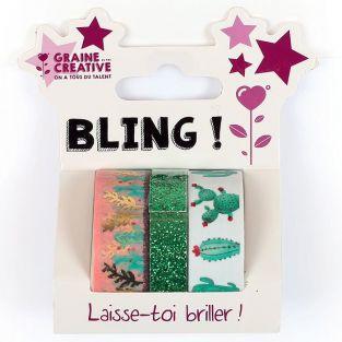 3 glitter tapes - 2 x 5 m & 1 x 2 m - Cactus
