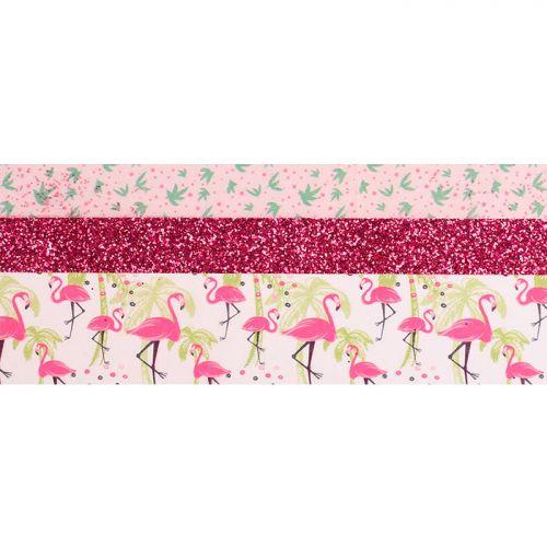 3 glitter tapes - 2 x 5 m & 1 x 2 m - Flamingo 3 glitter tapes - 2 x 5 m & 1 x 2 m - Flamingo