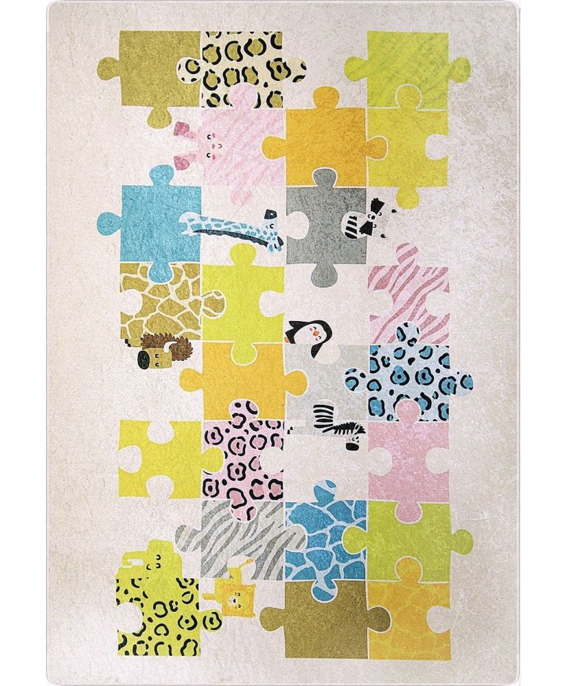 Tapis enfant Puzzle 100 x 150 cm - Beige Tapis enfant Puzzle 100 x 150 cm - Beige