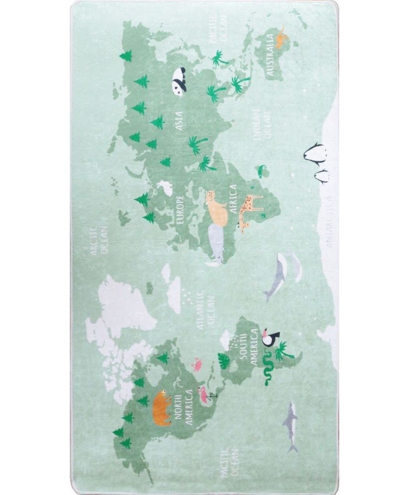 Tapis enfant MONDE 100 x 160 cm - Vert Tapis enfant MONDE 100 x 160 cm - Vert