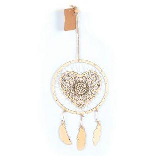 Suspension attrape-rêves en bois 41 x 16 cm - Coeur