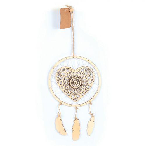 Suspension attrape-rêves en bois 41 x 16 cm - Coeur Suspension attrape-rêves en bois 41 x 16 cm - Coeur