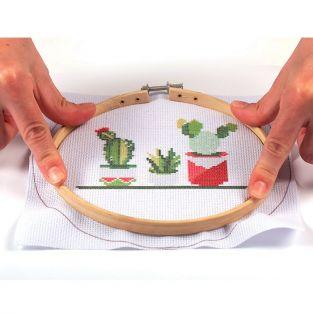 Coffret mon cercle en bois à broder Ø 15,5 cm - Cactus