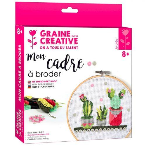 Coffret mon cercle en bois à broder Ø 15,5 cm - Cactus Coffret mon cercle en bois à broder Ø 15,5 cm - Cactus