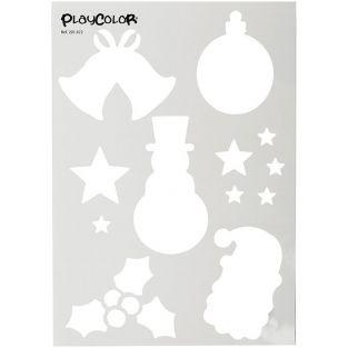 Coffret 6 gouaches solides + pochoirs Playcolor Window pour peinture sur verre