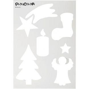 Coffret 6 gouaches solides + pochoirs Playcolor Window pour peinture sur verre