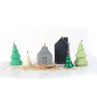 2 latex candle molds - Fir trees