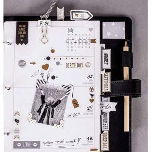 147 Stickers bubble & arrow for Bullet Journal - black-gray-gold