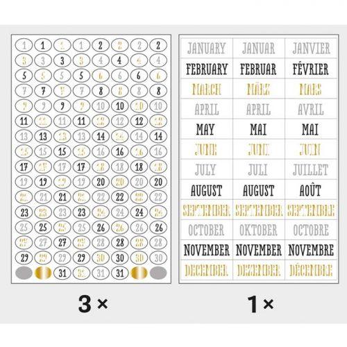 420 stickers dates pour Bullet journal - noir-gris-doré 420 stickers dates pour Bullet journal - noir-gris-doré