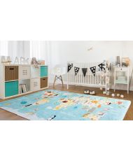 Tapis enfant MONDE 100 x 160 cm - Bleu