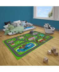 Tapis enfant Circuit de voiture 100 x 160 cm - Vert