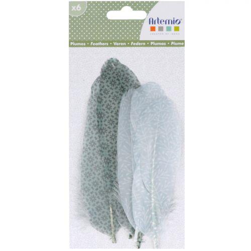 6 printed feathers - Misty Winter 6 printed feathers - Misty Winter