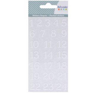 24 stickers floqués Chiffres - Misty Winter