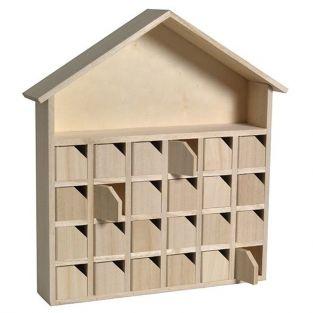 Wooden Advent Calendar House 31.5 x 7 x 34 cm