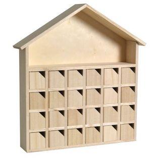 Calendrier de l'Avent en bois Maison 31,5 x 7 x 34 cm