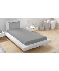 Ensemble drap housse 90 x 200 et Taie d'oreiller - Gris