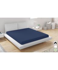 Drap housse en coton bio 140 x 200 cm - Bleu
