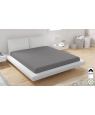 Drap housse en coton bio 160 x 200 cm - Gris