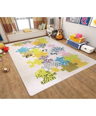 Tapis enfant Puzzle 80 x 150 cm - Beige