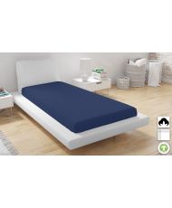 Drap housse en coton bio 90 x 200 cm - Bleu