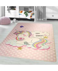 Tapis enfant LICORNE SWEET 120 x 160 cm - Rose