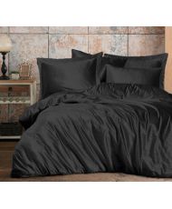Parure de lit unie 140 x 200 cm - Noir