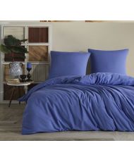 Parure de lit unie 140 x 200 cm - Bleu