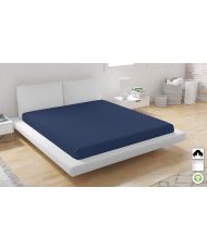 Drap housse en coton bio 140 x 200 cm - Bleu