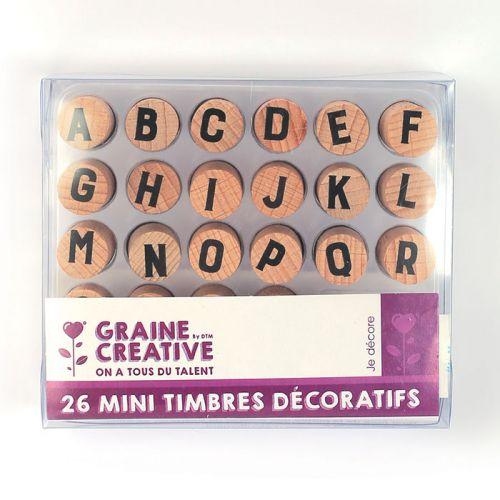 26 mini tampons en bois - Lettres de l'alphabet majuscules 26 mini tampons en bois - Lettres de l'alphabet majuscules