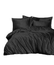 Parure de lit unie 140 x 200 cm - Noir