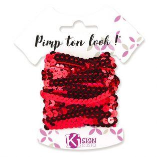 6 sequin ribbons 6 m - Grenadine red