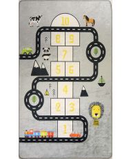 Tapis enfant Circuit de voiture 80 x 150 cm - Gris