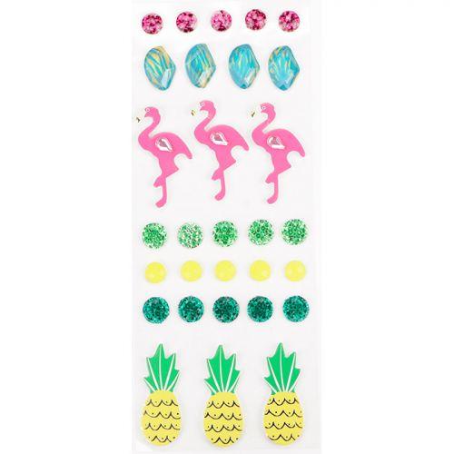 30 stickers 3D - flamants rose et ananas 30 stickers 3D - flamants rose et ananas