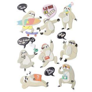 15 stickers 3D - Paresseux