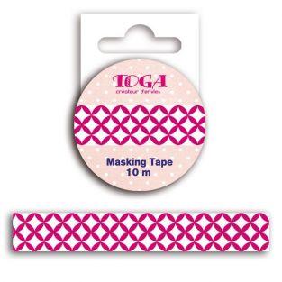  Masking Tape fuchsia et blanc 10 m 