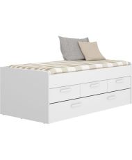 LEKA Letto per bambini estraibile - 2 x 90 x 190 - 3 cassetti - Melaminico bianco