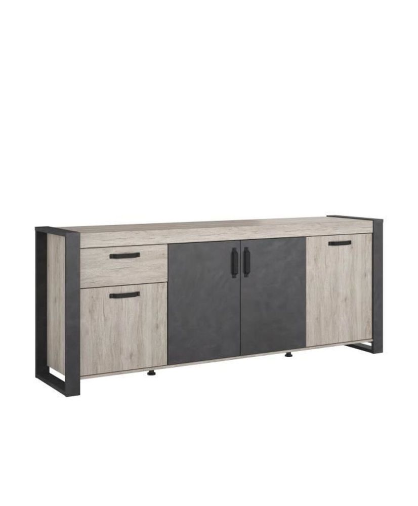 CESAR Sideboard – Graubeige und schwarze Eiche – 217,8 x 49,8 x 86,7 cm – PARISOT CESAR Sideboard – Graubeige und schwarze Eiche – 217,8 x 49,8 x 86,7 cm – PARISOT