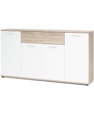 Klassisches niedriges Sideboard aus weißer und mattierter Eiche – 160 cm