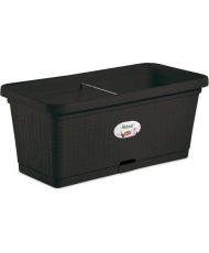 Bac à fleur rectangulaire NATURAL - 66L - 80 cm - Plastique - Anthracite