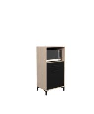  Half column 60 cm - 1 door and 1 drawer - 60 x 43 x 118 cm - oak and black