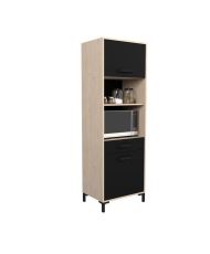 Buffet de cuisine 60 cm - 2 portes - 60 x 43 x 185 cm - chêne et noir 
