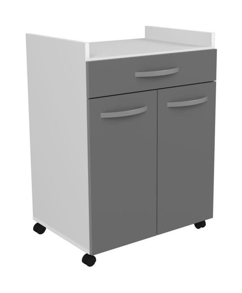 Desserte de 60 cm - 1 Tiroir et 1 Porte - 60 x 44 x 81 cm - Coloris Gris brillant Desserte de 60 cm - 1 Tiroir et 1 Porte - 60 x 44 x 81 cm - Coloris Gris brillant