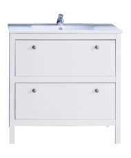 Mobile da bagno con lavabo - Melaminico - Bianco opaco - 2 Cassetti - 81 x 82 x 46 cm