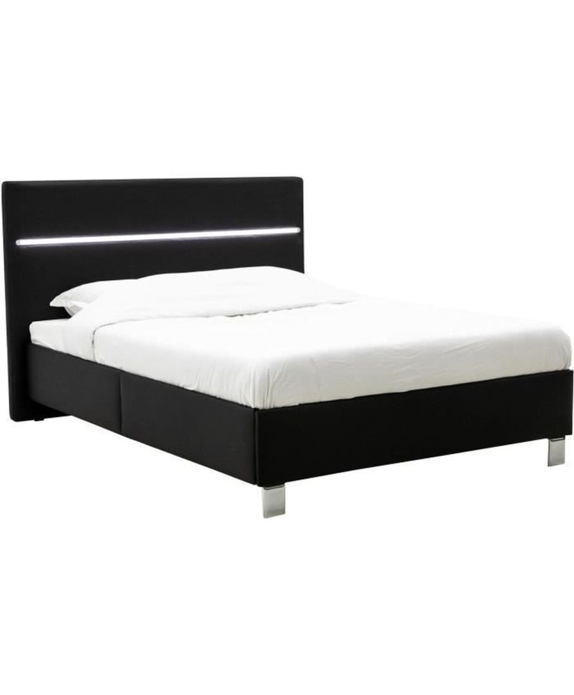 LUMIA Erwachsenenbett 140 x 190 cm – LED – Schwarzes Kunstleder LUMIA Erwachsenenbett 140 x 190 cm – LED – Schwarzes Kunstleder