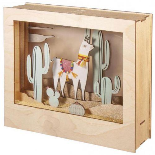 Cadre décoratif en bois à motif 3D - 24 x 20 x 6,9 cm - Lama Cadre décoratif en bois à motif 3D - 24 x 20 x 6,9 cm - Lama