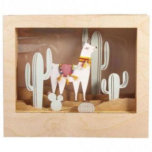 Cadre décoratif en bois à motif 3D - 24 x 20 x 6,9 cm - Lama