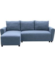 Canapé d'angle convertible 3-4 places STEWART - Tissu bleu - 224 x 85 x 155 cm