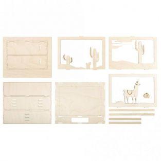 3D Decorative wood frame - 24 x 20 x 6.9 cm - Lama