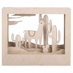 Cadre décoratif en bois à motif 3D - 24 x 20 x 6,9 cm - Lama