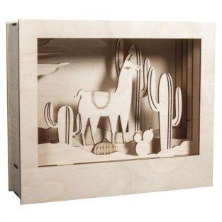 Cadre décoratif en bois à motif 3D - 24 x 20 x 6,9 cm - Lama